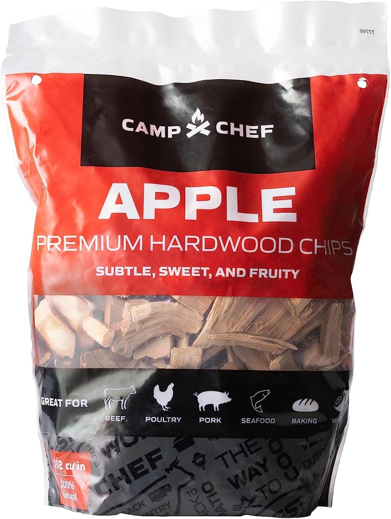 Camp Chef Premium Hardwood Chips - Wood Chips for Smoking & Outdoor Grilling - Compatible with Pellet Grills, Smokers & Barbecues - Made in The USA - Apple, 192 cu in - Image 1